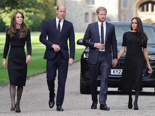 The Wales and the Sussexes – aka Kate, William, Harry and Meghan – put on a united front after the death of the Queen in September, but it was clear the ‘Fab Four’ were not getting back together. Picture: Getty Images