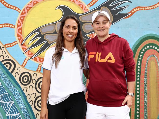 NEWCASTLE, AUSTRALIA - APRIL 06:  Ash Barty poses during the National Indigenous Tennis Carnival Launch District Park Tennis at on April 06, 2023 in Newcastle, Australia. (Photo by Matt King/Getty Images for Tennis Australia)