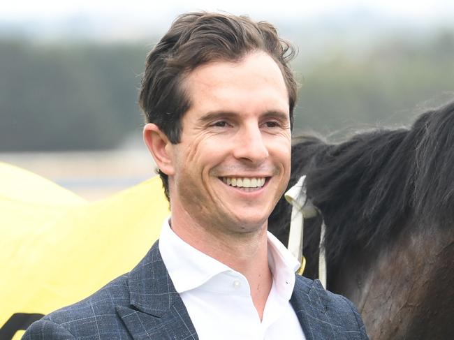 Trainer Michael Kent (jnr) after his horse Miss Roumbini won the The Haymarket VOBIS Gold Eureka Stockade at Sportsbet-Ballarat Racecourse on December 07, 2024 in Ballarat, Australia. (Photo by Brett Holburt/Racing Photos via Getty Images)