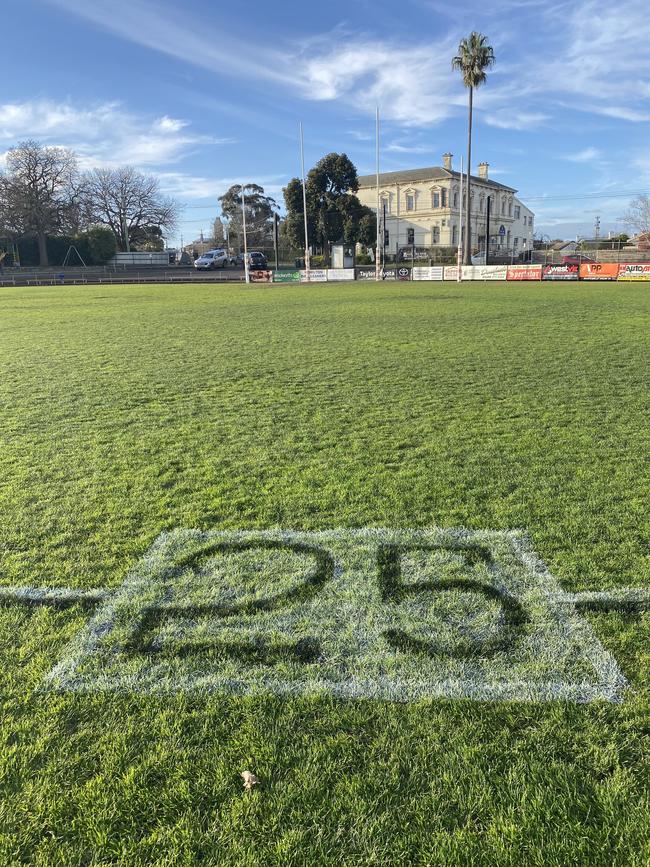 Bill Picken’s famous No. 25 jumper number at Melville Oval, Hamilton.