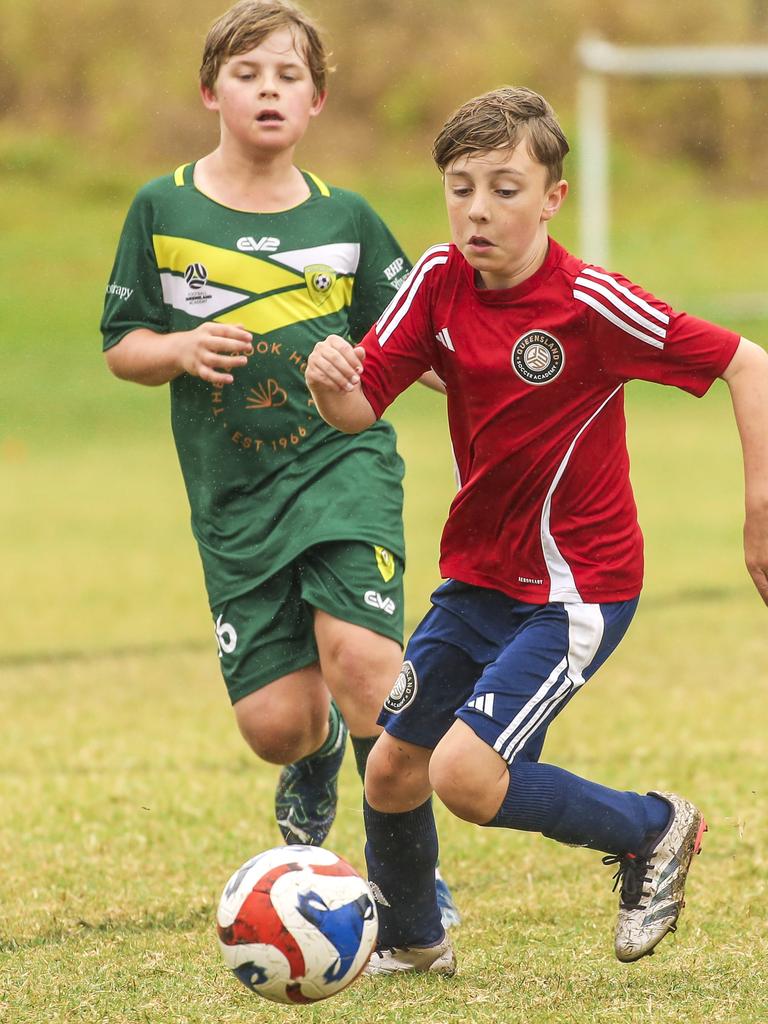 QAS V Michelton FC in the Premier Invitational Football Carnival at Nerang. Picture: Glenn Campbell