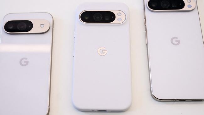 The New Pixel 9, 9 Pro and 9 Pro XL phones. Picture: Josh Edelson/AFP