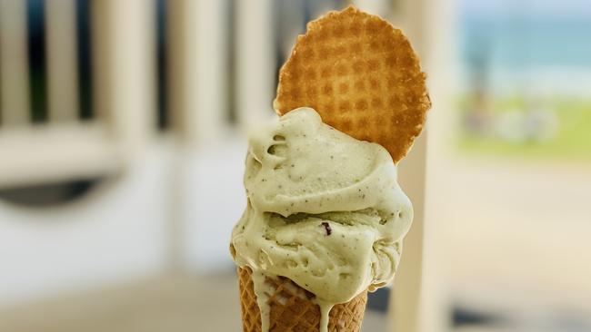 Pistachio ice cream from Bottega Gelateria, Henley Beach.