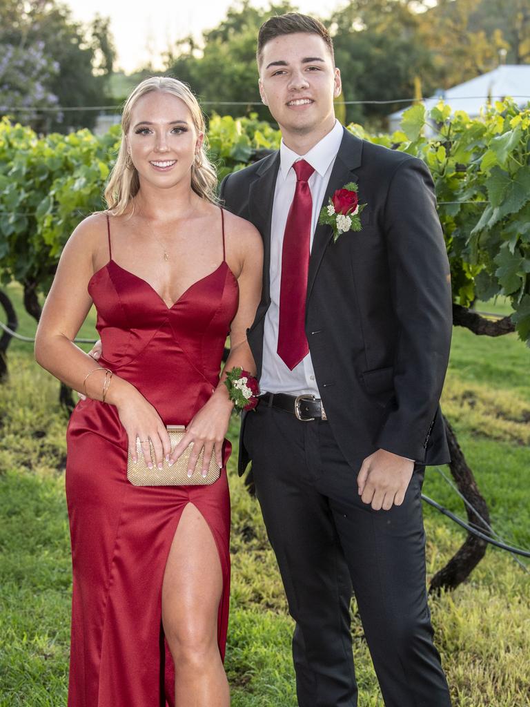 Nicole Van Rhijn partnered by Timothy Keyte. Mary MacKillop Catholic College formal at Rosalie House. Thursday, November 18, 2021. Picture: Nev Madsen.