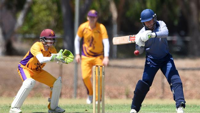 Kookaburra Cup cricket - Broadbeach Robina vs. Palm Beach Currumbin at Broadbeach Sports and Recreation Centre. Broadbeach batman Steven Baker. (Photo/Steve Holland)