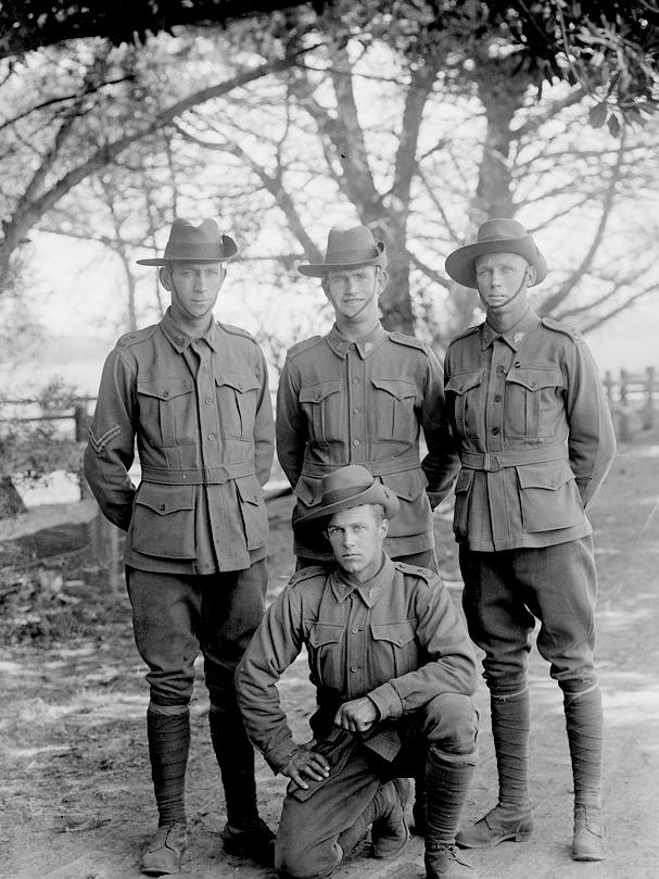 Philip Robin (kneeling), pictured with other Norwood footballers in the 1st Australian Imperial Force, was a St Peter’s old scholar who starred at the turn of the 20th century for the Redlegs.