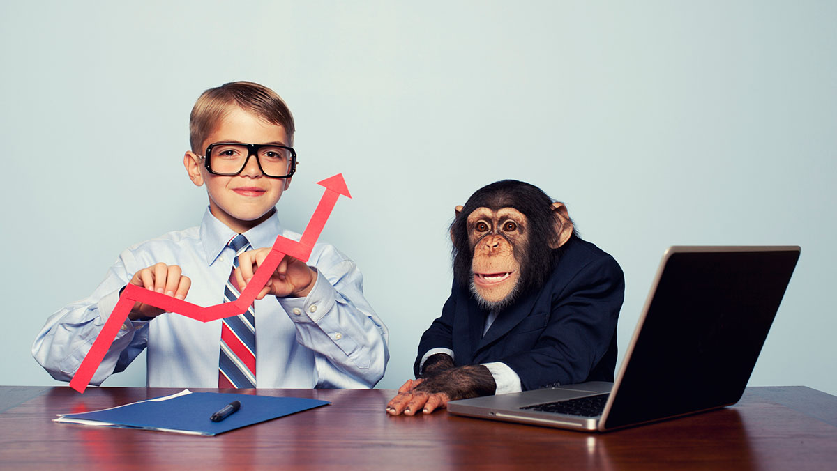 About 15 seconds after this photo was taken, Robert ripped that chimp's face clean off its skull, claiming "it was either him, or me". Pic: Getty Images