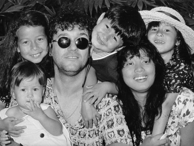 Jimmy Barnes with his wife Jane and their children. Picture: Supplied