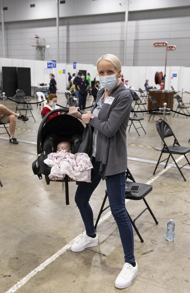 Amanda Mifsud with baby Penelope. Picture: Mark Cranitch