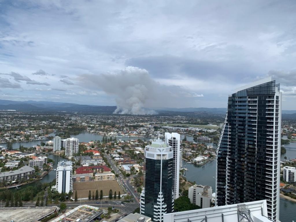 Smoke from a grass fire on the Gold Coast on September 30, 2020. Picture: John O'Brien.