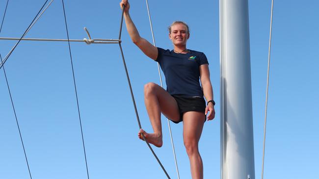 Mara Stransky trains at the Royal Queensland Yacht Squadron.