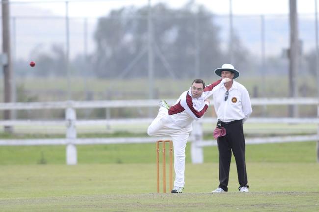 Andrew Kinnane bowling for Brothers in the Clarence River Cricket Association GDSC Premier League match between Brothers and Westlawn at Ulmarra Showground on Saturday, 24th of October, 2015. Photo Bill North / Daily Examiner. Picture: Bill North