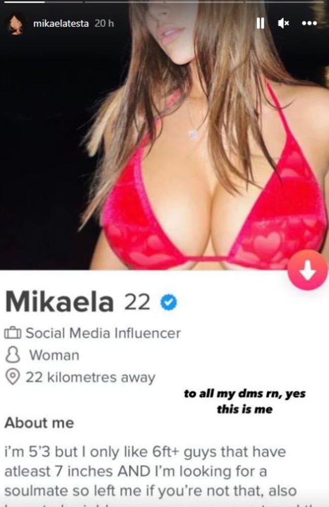 She shared a screenshot of her profile. Picture: Instagram