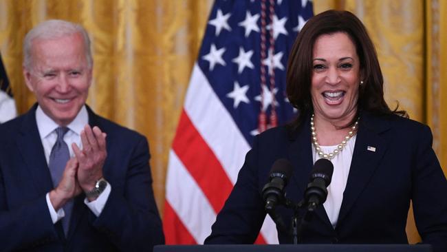 US Vice-President Kamala Harris and Joe Biden. Picture: AFP