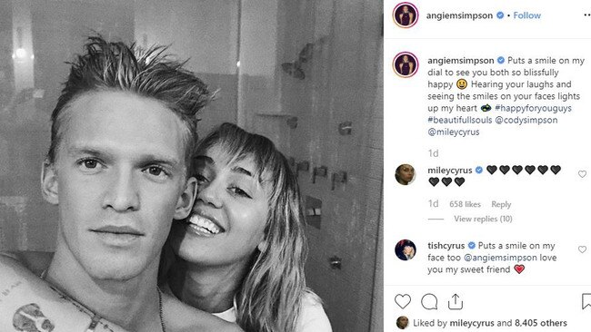 Cody Simpson and Miley Cyrus have the support of their mothers. Picture: Instagram