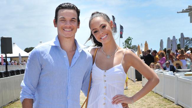 Daniel Rioli and Mia Fevola at the Portsea Polo. Picture: Nicki Connolly