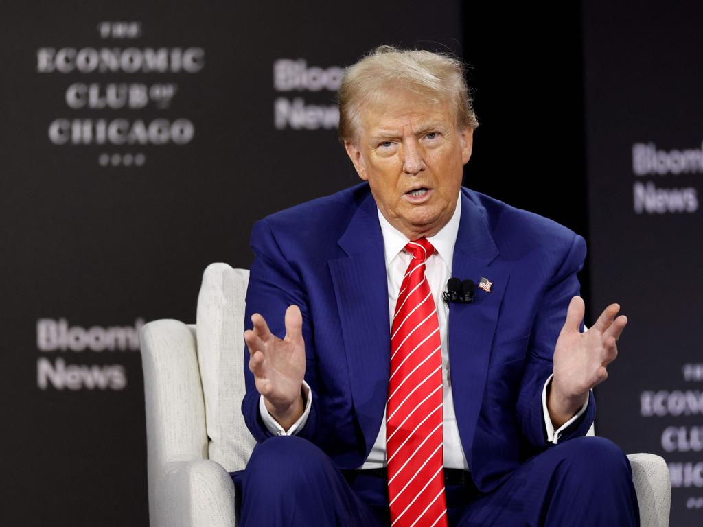 Mr Trump speaks during an interview with Bloomberg editor-in-chief John Micklethwait. Picture: AFP