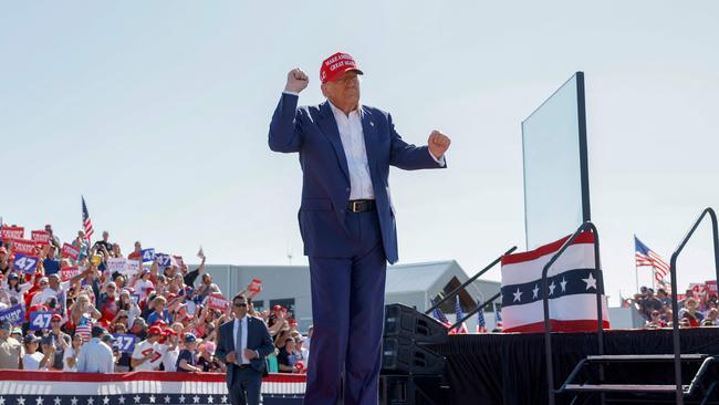 Donald Trump walks offstage after speaking at a campaign rally in Wilmington, North Carolina on September 21. Picture: Anna Moneymaker/Getty Images/AFP