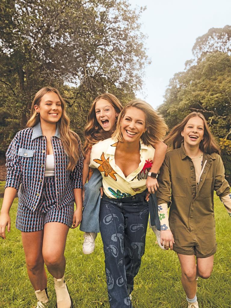 Belinda Russell pictured with daughters Maddi, Coco &amp; Tallulah for their shoot with Stellar. Picture: Stefan Wellsmore for Stellar