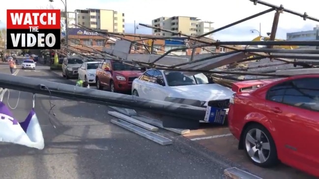 Cars crushed as scaffolding falls in Gosford