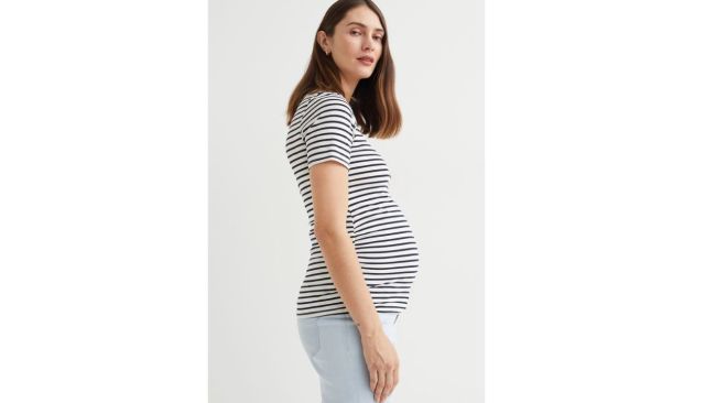 MAMA 2-pack Nursing Tops - White/navy blue stripes - Ladies