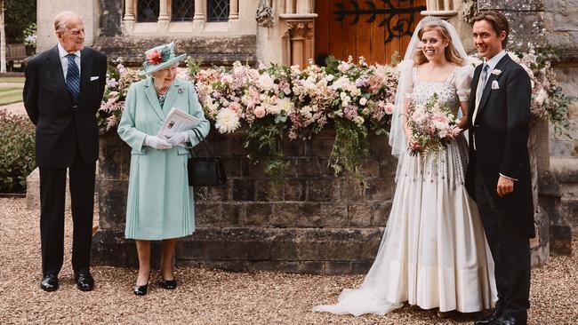 Princess Beatrice and Edoardo Mapelli Mozzi after their wedding with Queen Elizabeth II and Prince Philip, Duke of Edinburgh on July 17th 2020. Picture: Benjamin Wheeler.