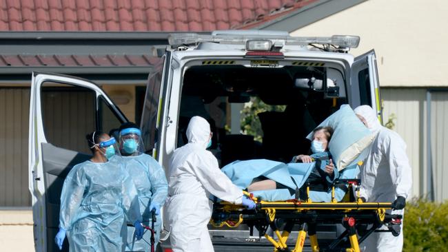 The last remaining residents at St Basil's Home for the Aged at Fawkner being relocated. Picture: Andrew Henshaw