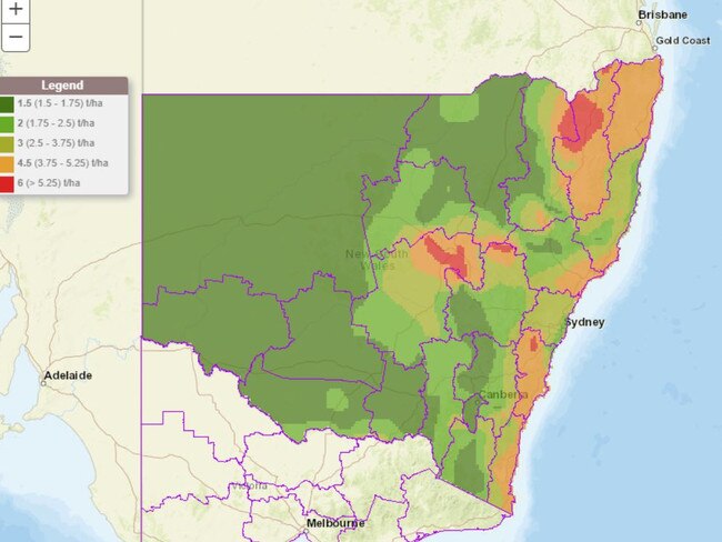 The red areas on this map have fuel loads above 6 tonnes per hectare, which is concerning.