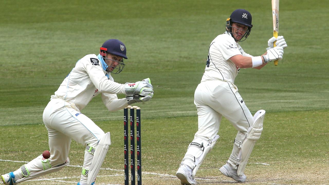 Marcus Harris bats during the Sheffield Shield match at the MCG.