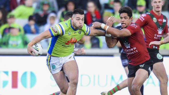 Nick Cotric was superb for the Raiders against the Rabbitohs. Picture: AAP