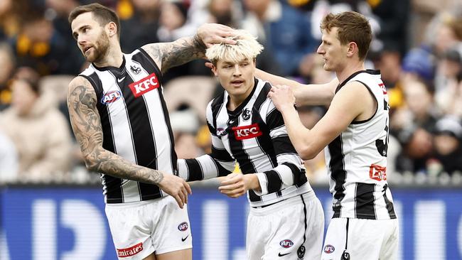 Jack Ginnivan (centre) is a polarising figure. Picture: Darrian Traynor/Getty Images