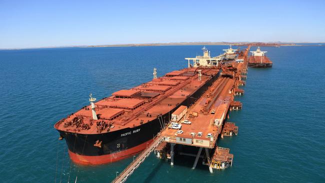 A bulk carrier at Rio Tinto’s Cape Lambert port servicing WA's Pilbara.