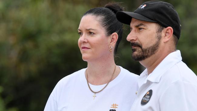 Michael and Kerri-Lyn Stewart, it’s two years on Saturday since their son Balin, died from a stab wound on their front lawn. Picture: Patrick Woods.