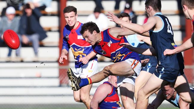 Huonville’s Mathew Schenk was best afield in the Lions’ win over Lindisfarne. Picture: NIKKI DAVIS-JONES