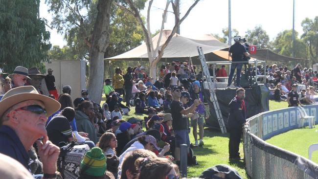 The crowd at the Melbourne Demons took on St Kilda at Traeger Park, Alice Springs, on June 1, 2025. Picture: Gera Kazakov