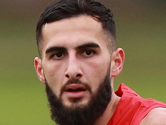 MELBOURNE, AUSTRALIA - JUNE 06: Saad El-Hawli of the Bombers runs during an Essendon Bombers AFL training session at The Hangar on June 06, 2024 in Melbourne, Australia. (Photo by Kelly Defina/Getty Images)