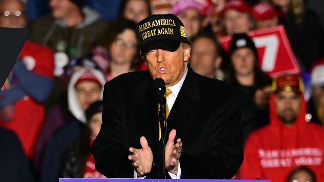 Donald Trump speaks during the campaign rally in Traverse City, Michigan. Picture: Jim Watson/ AFP