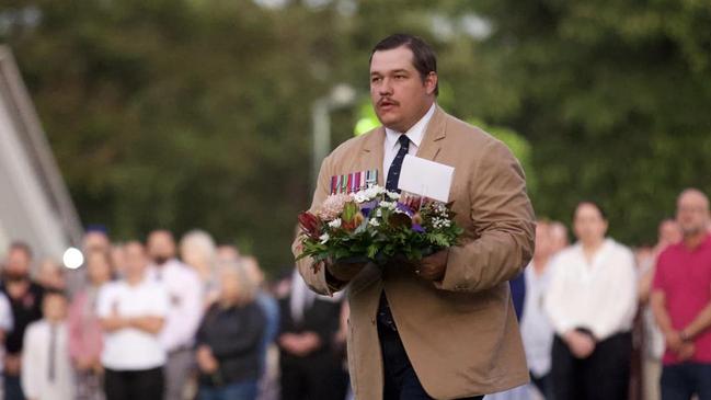 Clynton Hawks at the Townsville 2024 Anzac Day memorial service.