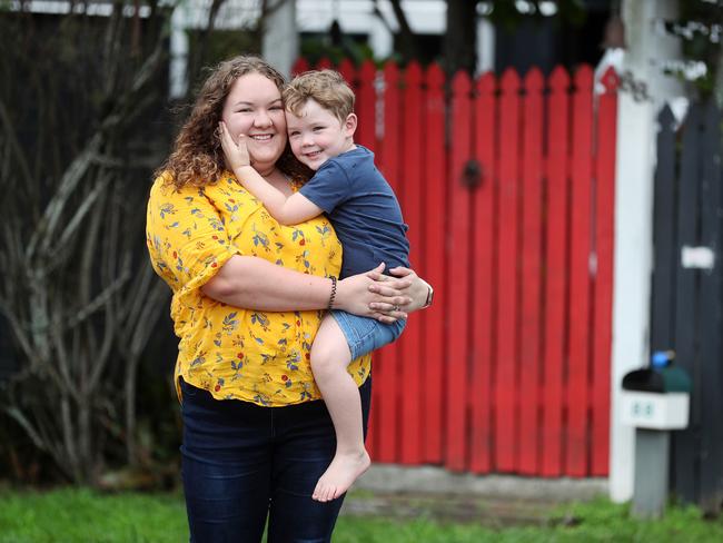 Lily Gulliford with her son Milton, 3, chose to move back in with her parents to afford fertility treatment. Picture: Tara Croser