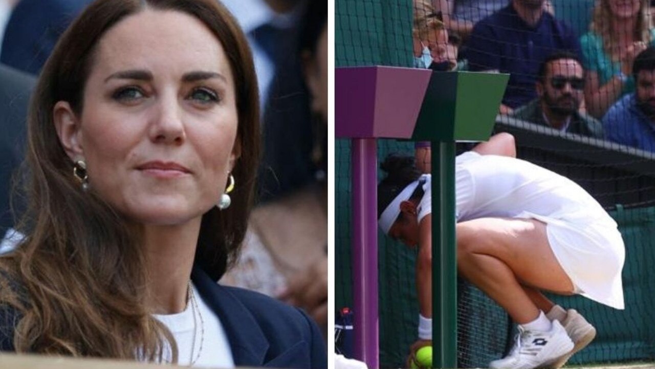 Not everything went to plan at Kate's Wimbledon visit. Pic: AFP and Getty Images.