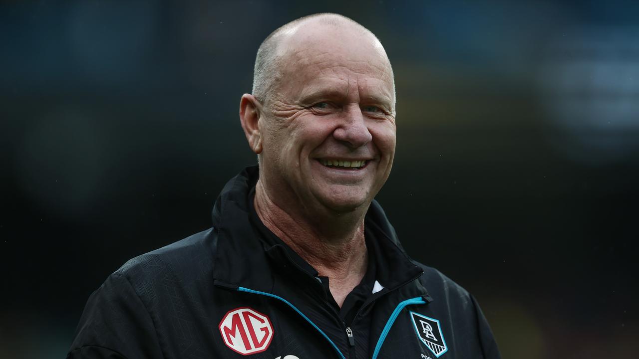 Ken Hinkley was all smiles after another Power win. Picture: Michael Klein