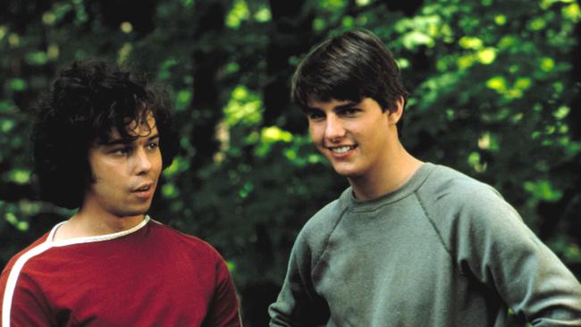 Curtis Armstrong and Tom Cruise on the set of Risky Business which was released in 1983.