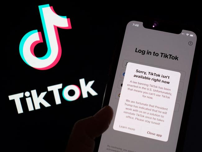 A law banning TikTok has been enacted in the US, said a message to users attempting to use the app. Picture: AFP