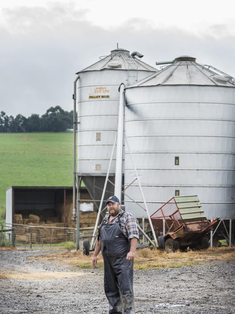 Sharefarmer Brenton Ziero on the Ronalds family’s Jindivick farm. Picture: Zoe Phillips