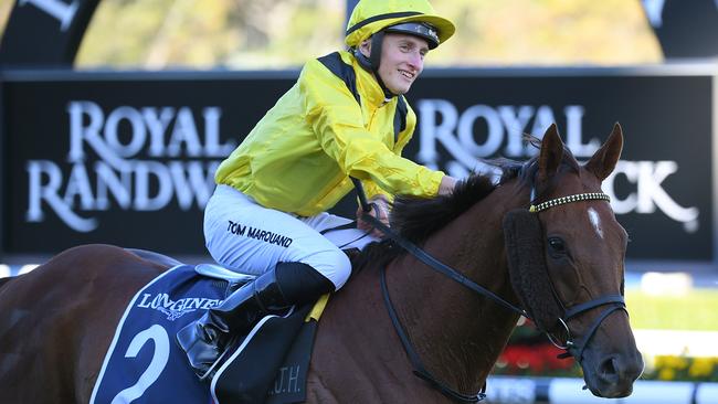 Tom Marquand scored the biggest win of his career aboard Addeybb in last Saturday’s Queen Elizabeth Stakes at Royal Randwick. Picture: AAP