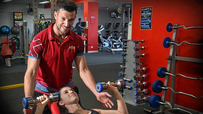 Jetts has been named 23rd in the 2017 Best Places to Work Study, which acknowledge companies with the very best work cultures. Club manager Leigh Baker with client Britt Goodwin. Picture: Patrick Woods