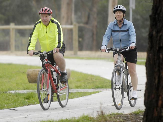 John and Barbara Cormack riding along the Ringwood part of the EastLink Trail.