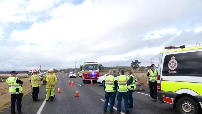 The aftermath of a fatal traffic crash at Bakers Creek on the D'Aguilar Highway, July 10, 2020. Photo/Holly Cormack