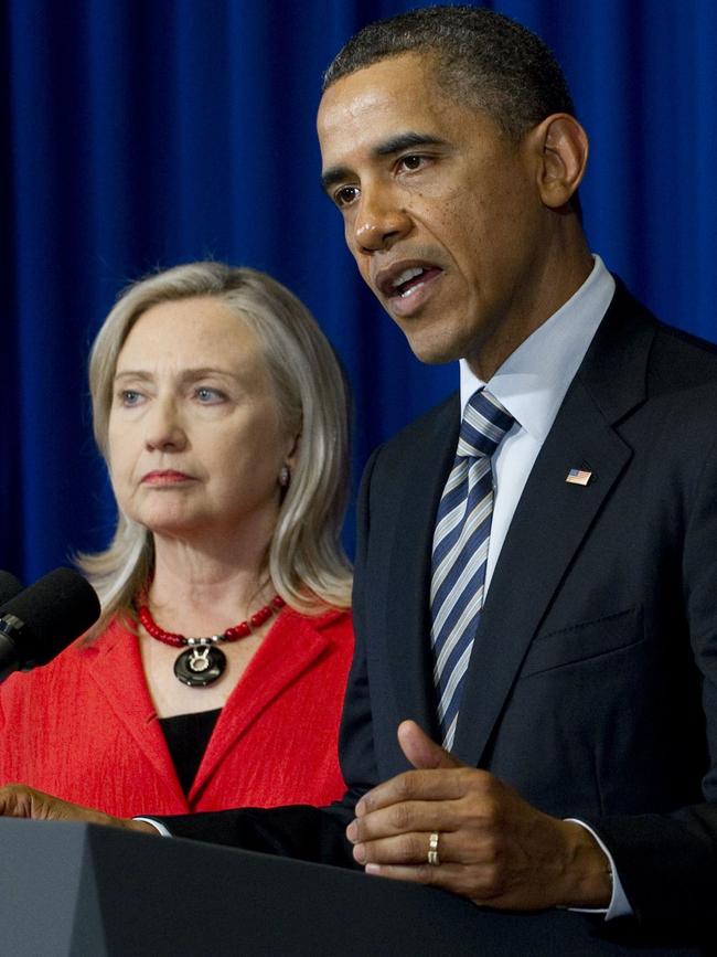 Hillary Clinton and Barack Obama in 2011. Picture: AFP