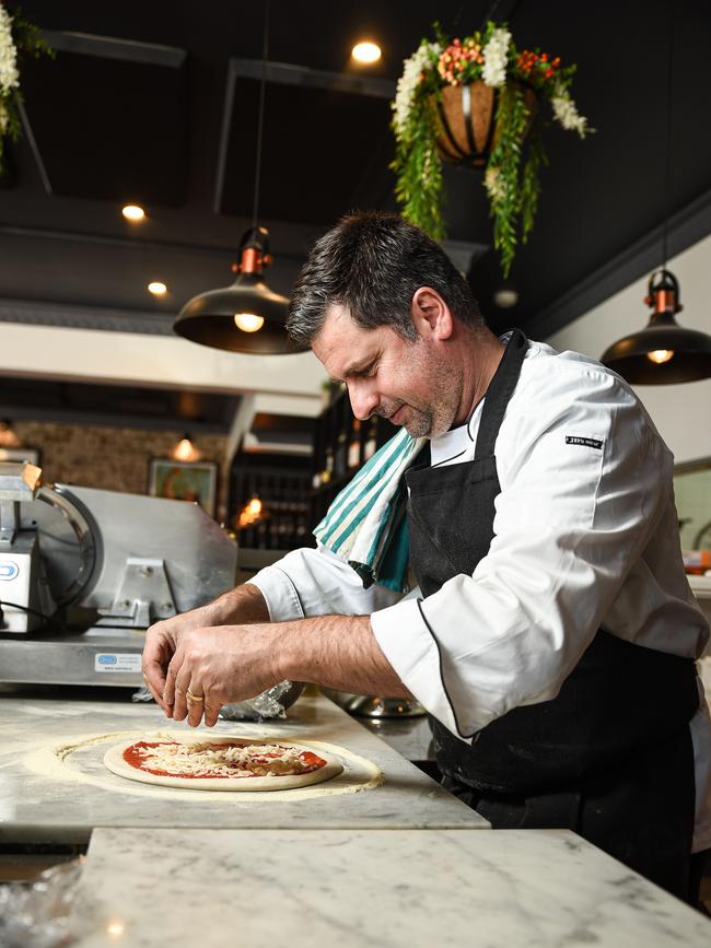 Giuseppe D'Andrea, co-owner and chef at il Buco Kitchen preparing a pizza. Picture: Flavio Brancaleone